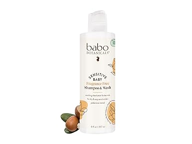 Babo Botanicals Sensitive Baby Fragrance-Free 2-in-1 Shampoo & Wash - Shea Butter, Calendula & Aloe Vera - EWG Verified - Cruelty-Free - Vegan - Pediatrician Tested - For Babies & Kids