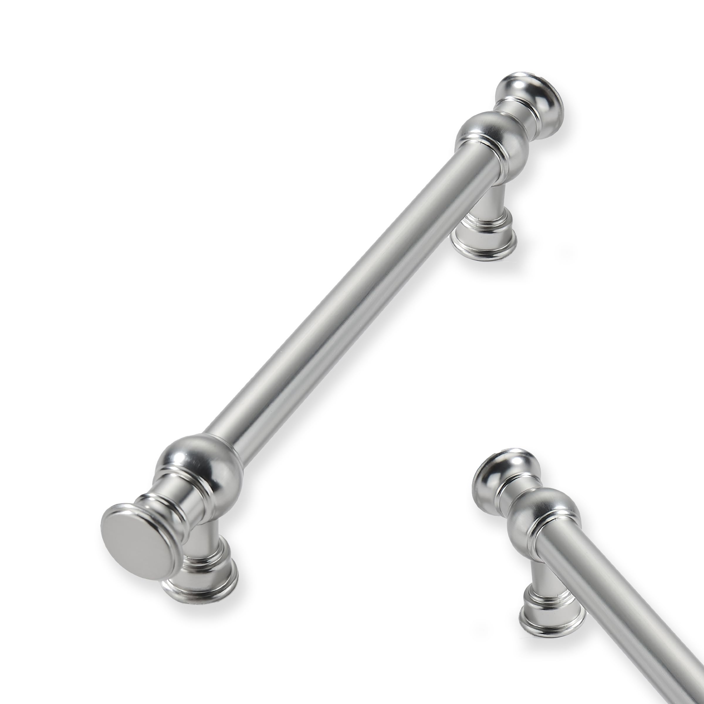 ZAUYX 2-Pack 3-3/4inch(96mm) Hole Center Brushed Satin Nickel Cabinet Pulls Solid Heavy Duty Kitchen Cabinet Hardware for Cupboard Drawer Pulls