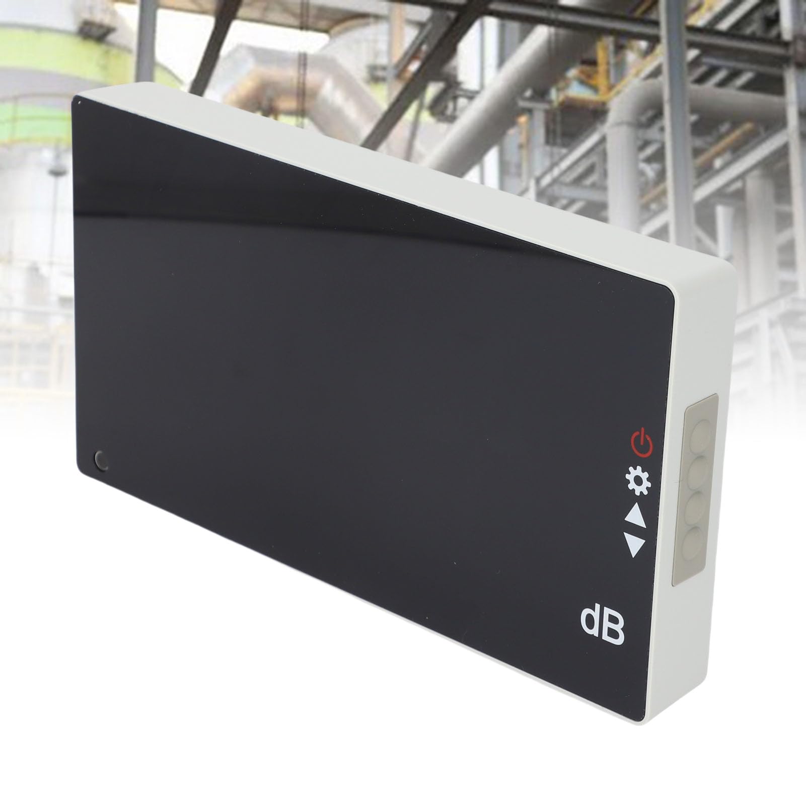 SIXRUN Fonometro, Misuratore di Decibel Digitale Montato A Parete con Display LCD da 3,0 Pollici, Ponderazione da 30 A 130 DB A, Allarme Acustico e Porta da 3,5 Mm per Aula Ufficio Ospedale