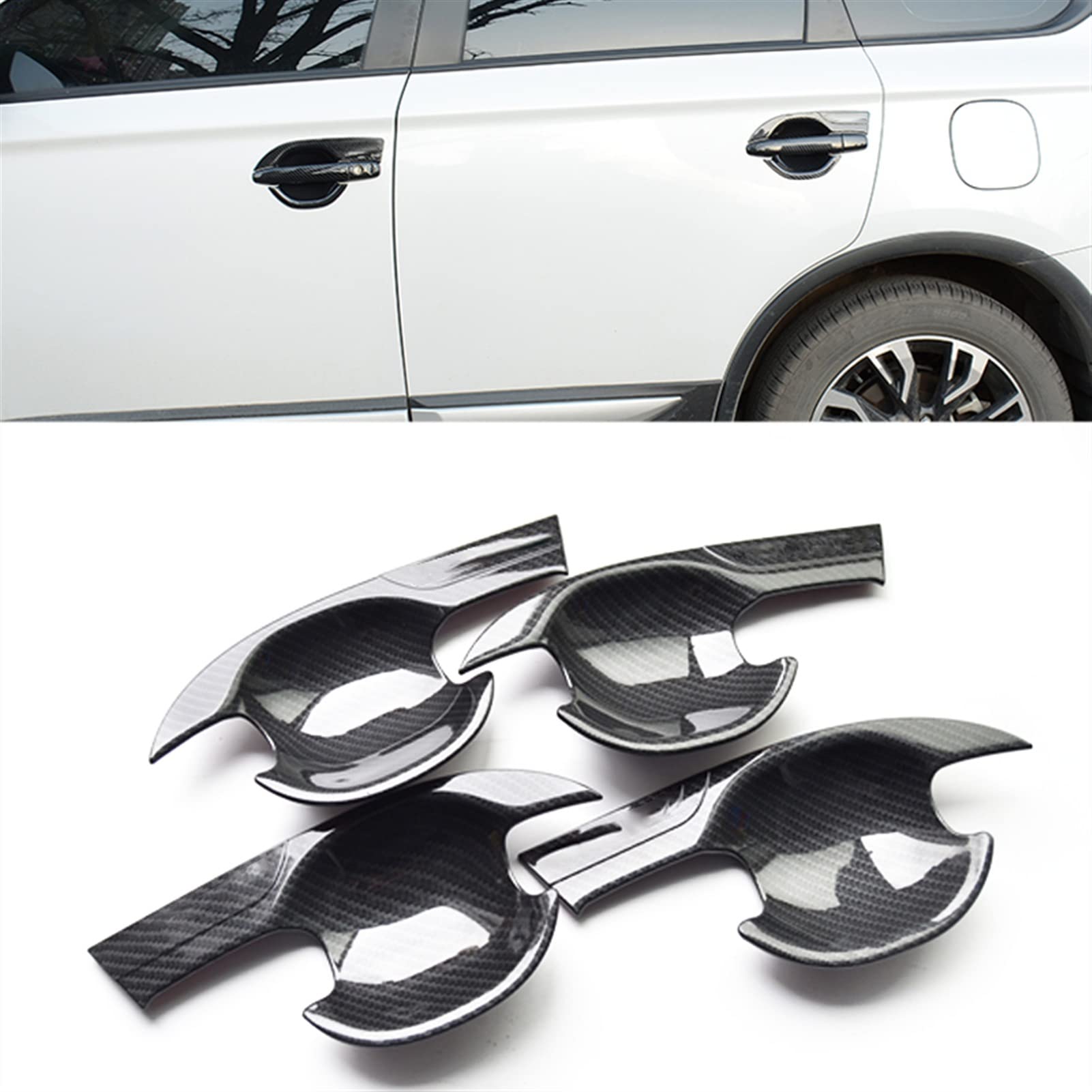 FAHBSTR Exterior Door Handle Cover for Mitsubishi Outlander Sport 2011-2018 8pcs/Set Smart Door Handle Bowl Cover Trim Decor Car ABS Fit