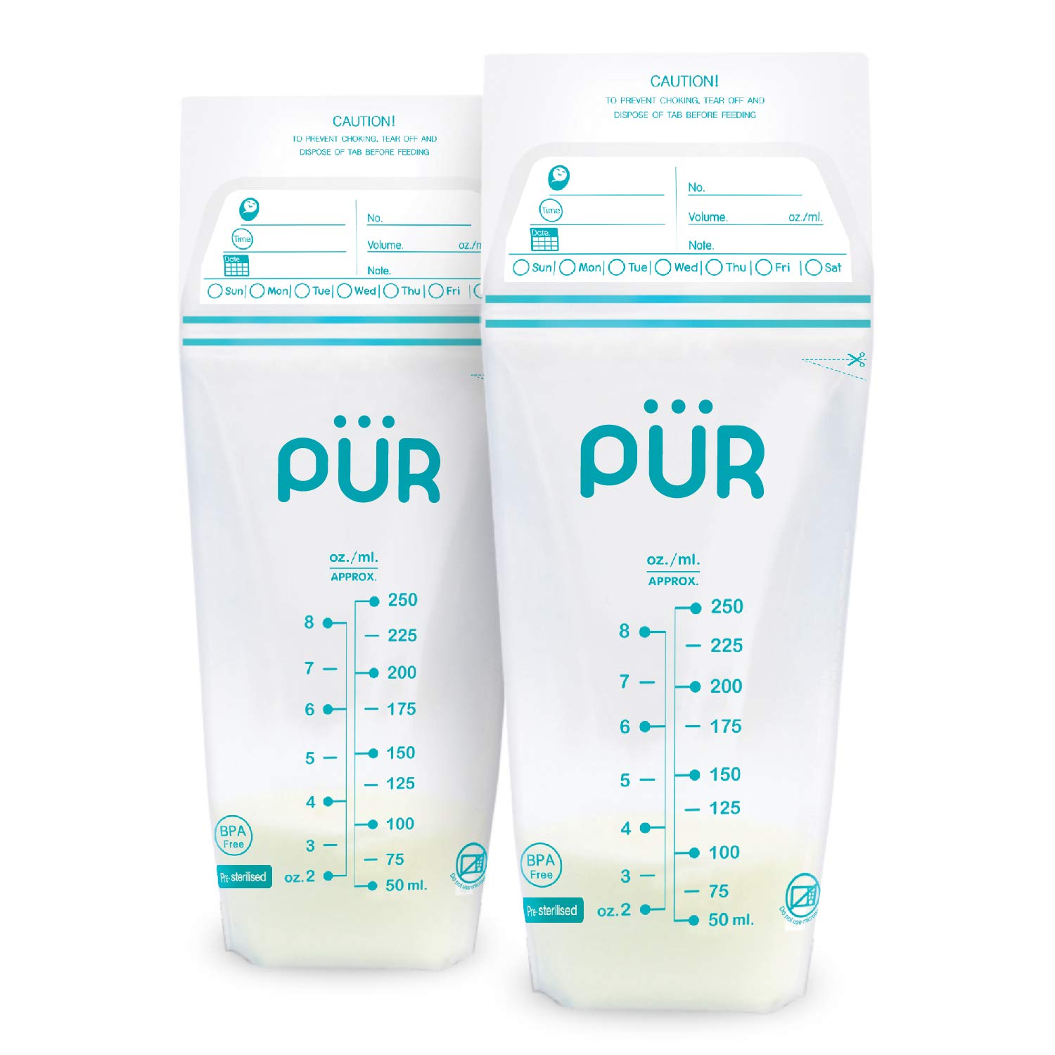 PUR Plastic Breast Milk Zipper Storage Bags- 50 Bags, Clear 3
