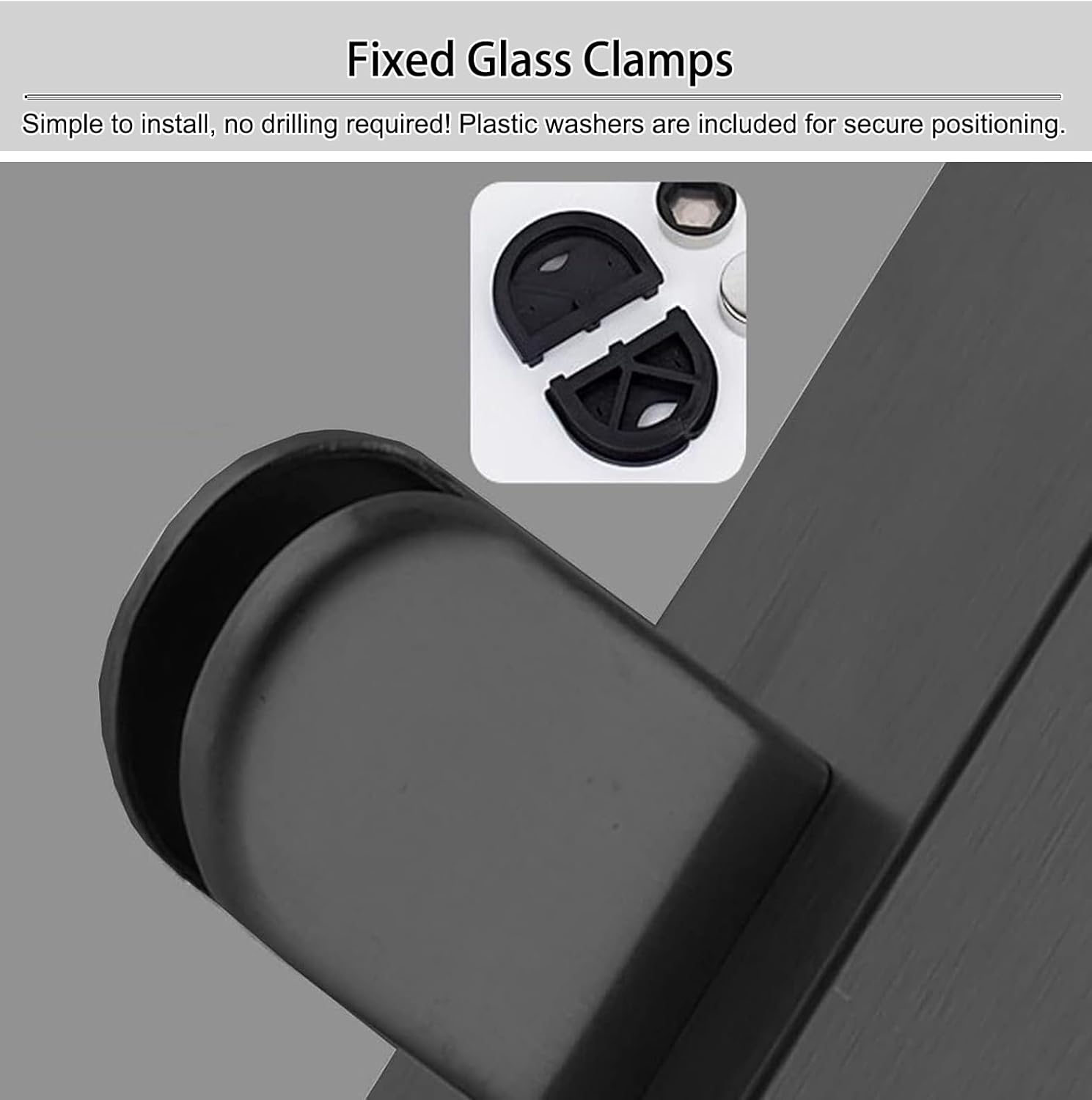 Black Glass Balustrade Posts - 60cm, 80cm, 100cm Stainless Steel Railing for 10-12mm Glass, Outdoor Deck & Patio Stair Connector, Corner Post, Height 95cm (Black)