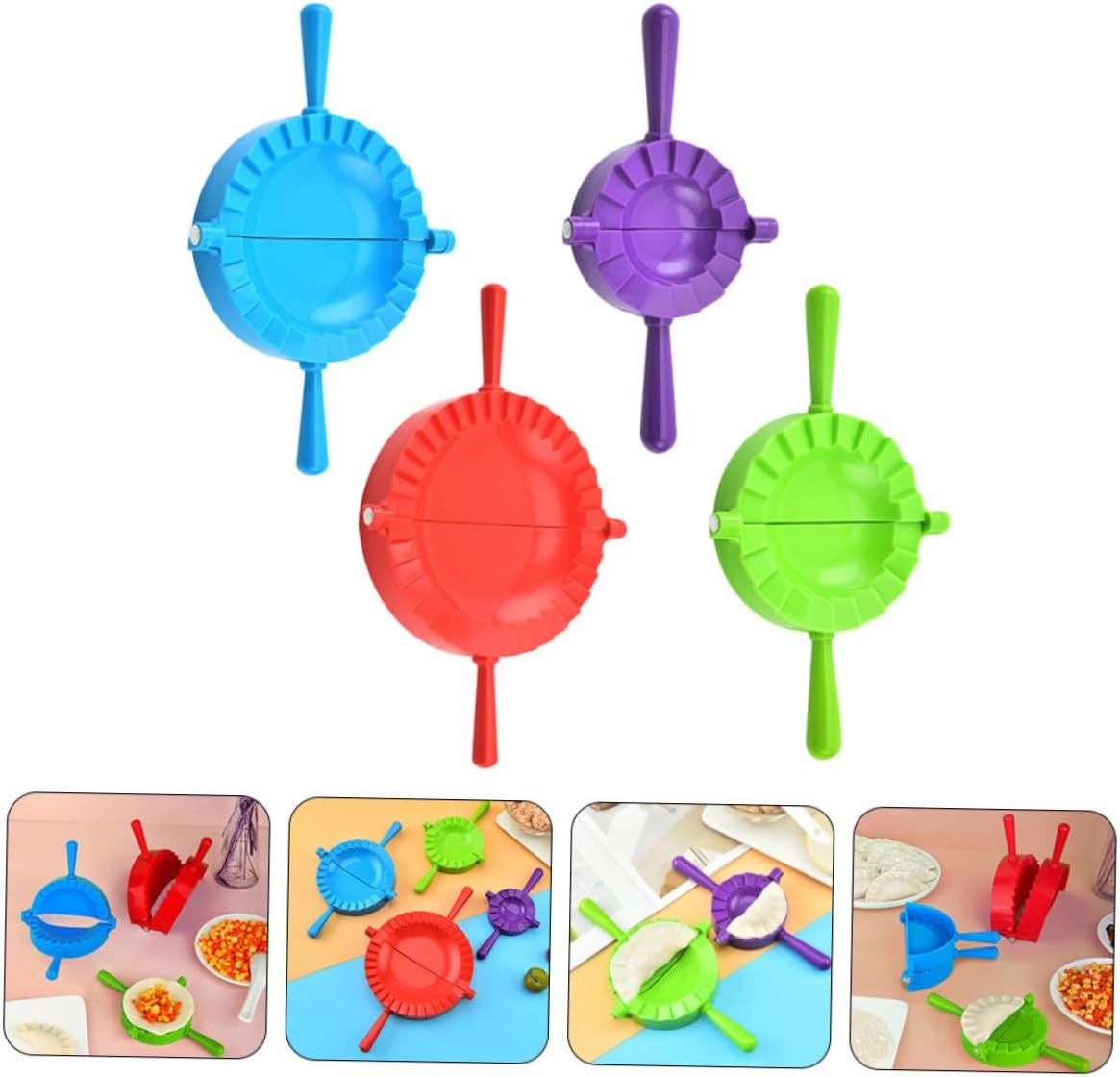 Amosfun 4-Piece Dumpling Maker Set Manual Dumpling Molds Food-Grade PP Easy to Use Suitable for Family Cooking