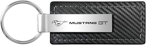 AU-TOMOTIVE GOLD Llavero de cuero rectangular de fibra de carbono para Ford Mustang (negro), Negro -, Moderno