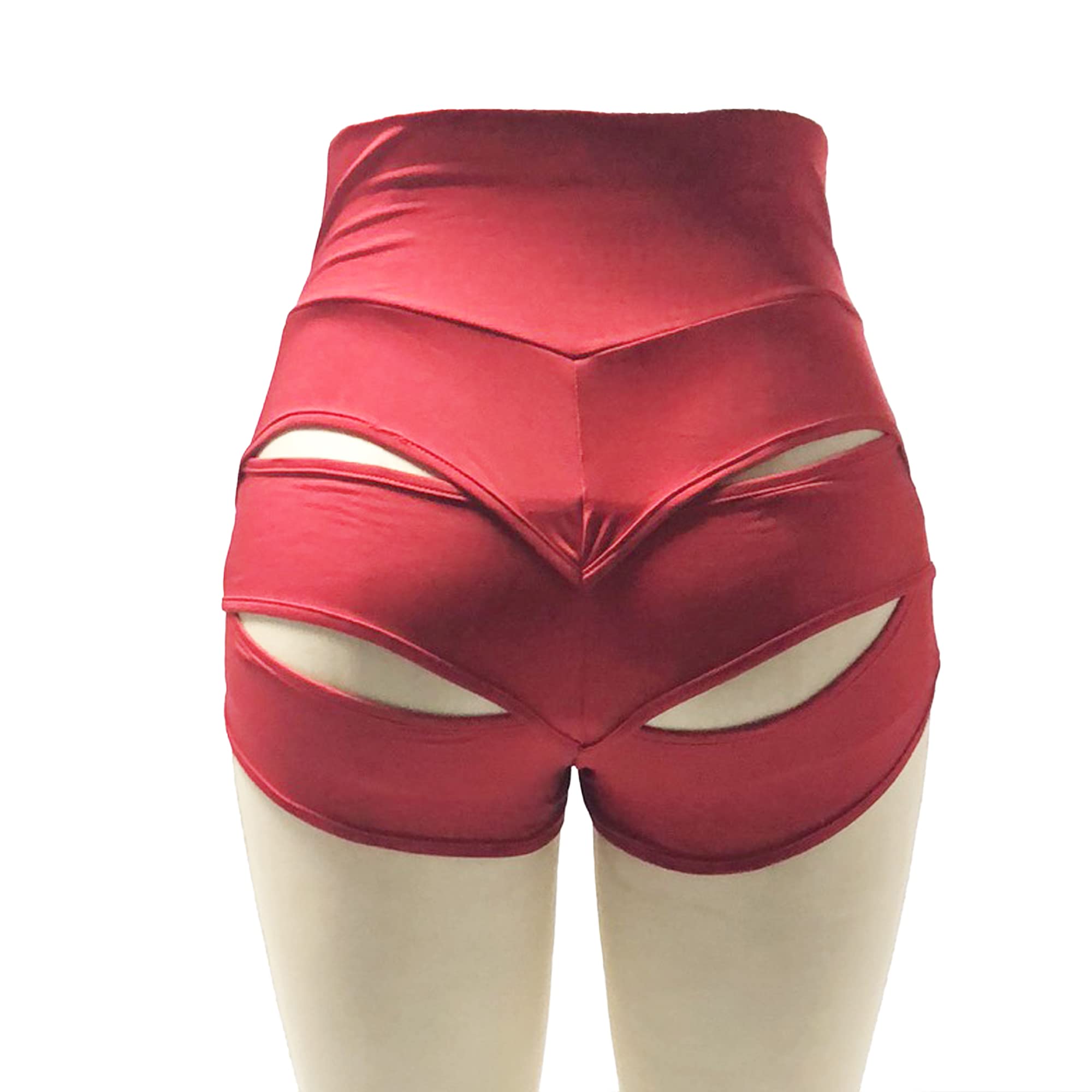 Women Retro Solid Silk High Waisted Scrunch Butt Lifting Booty Shorts Hot Pants