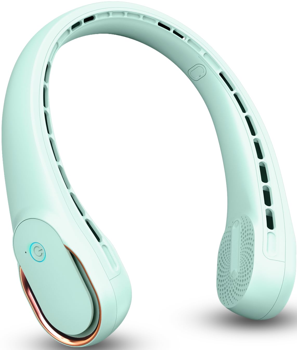FrSara Neck Fan, Portable Personal Fan Strong Wind, 5200mAh, Air Volume,360° Cooling, No Hair Twisting, Air Volume On 2 Sides, Non-Slip, Quick Charge, Long Use Time, Gift for Dad, Women (Sky Blue)