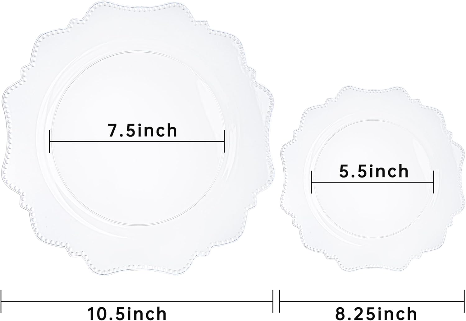 COLOSUS 100pcs Clear Plastic Plates - Heavy Duty Plastic Plates Disposable for Party/wedding Include 50pcs Dinner Plates and 50pcs Dessert Plates.