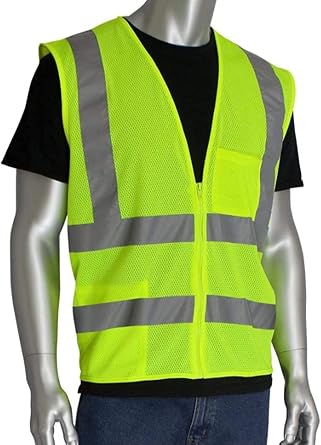 CustomGrips, Highly Visibility Original Safety Vest with 4 Highly Reflective Strips for Safety, Zipper Mesh Breathable Fabric for Outdoor Work, Jogging, Sports - ANSI/ISEA 107-2015Class 2[4X-Large]
