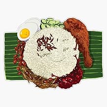 Malaysian Coconut Rice - Nasi Lemak Sticker Vinyl Bumper Sticker Decal Waterproof 5"