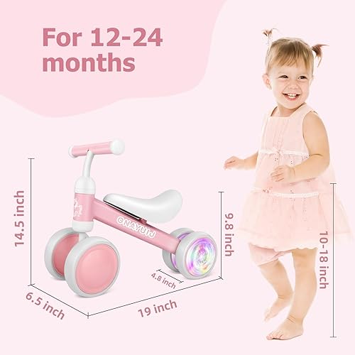 Miniatura 6 de Colorful Lighting - Bicicleta de equilibrio para bebés de 1 año, regalos de 12 a 24 meses, juguetes para niños pequeños, regalos de primer
