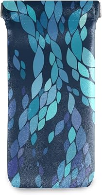 HUSSRITY Eyeglasses Case Abstract Wavy Sunglasses Pouch Soft PU Leather Squeeze Top Eyeglass Holder Portable Glasses Case For Women Men