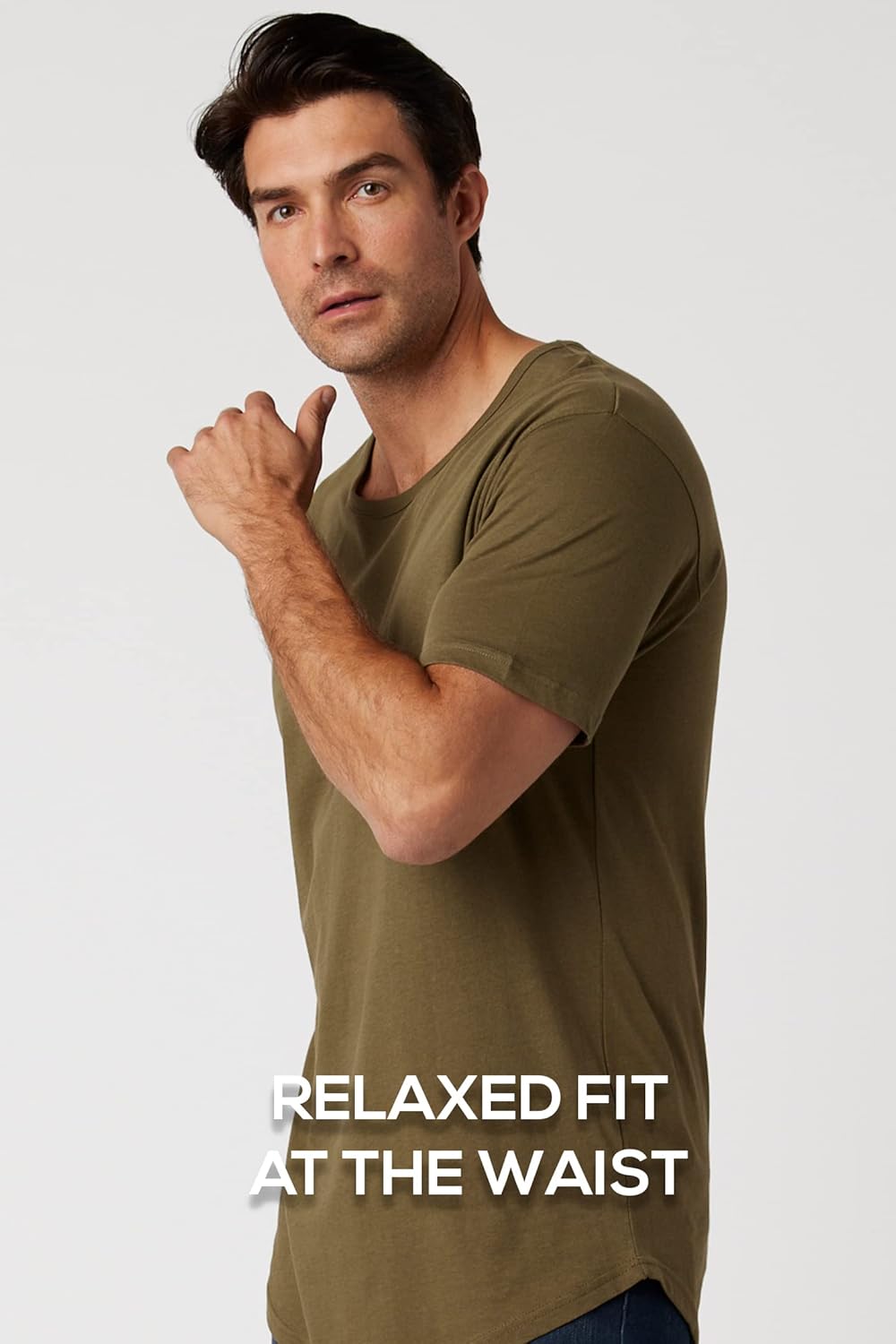 ShirtBANC Hipster Hip Hop Elong Drop Cut Mens Shirt Longline Dropcut Tshirt Small Black | Military Green | Vintage White