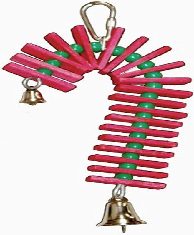 Brinquedo para aves pequenas de madeira balsa com guizos e contas Super Bird Creations SB188, 20,32 x 10,16 cm