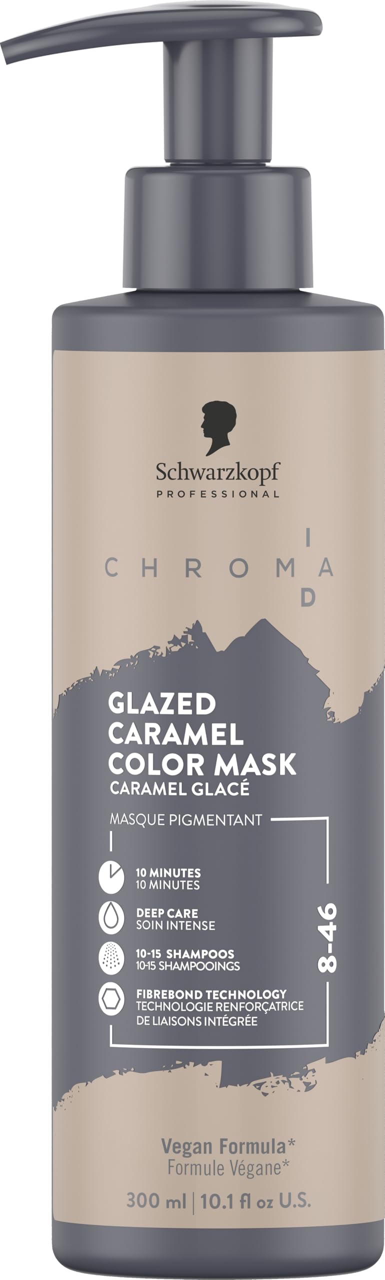 Schwarzkopf Professional CHROMA ID Bonding Color Mask Semi Permanent Mix And Tone Color System Toning Enhancing Refreshing Intense Care Deep Conditioning Shine Vegan Formula 8-46 Glazed Caramel 300 ml