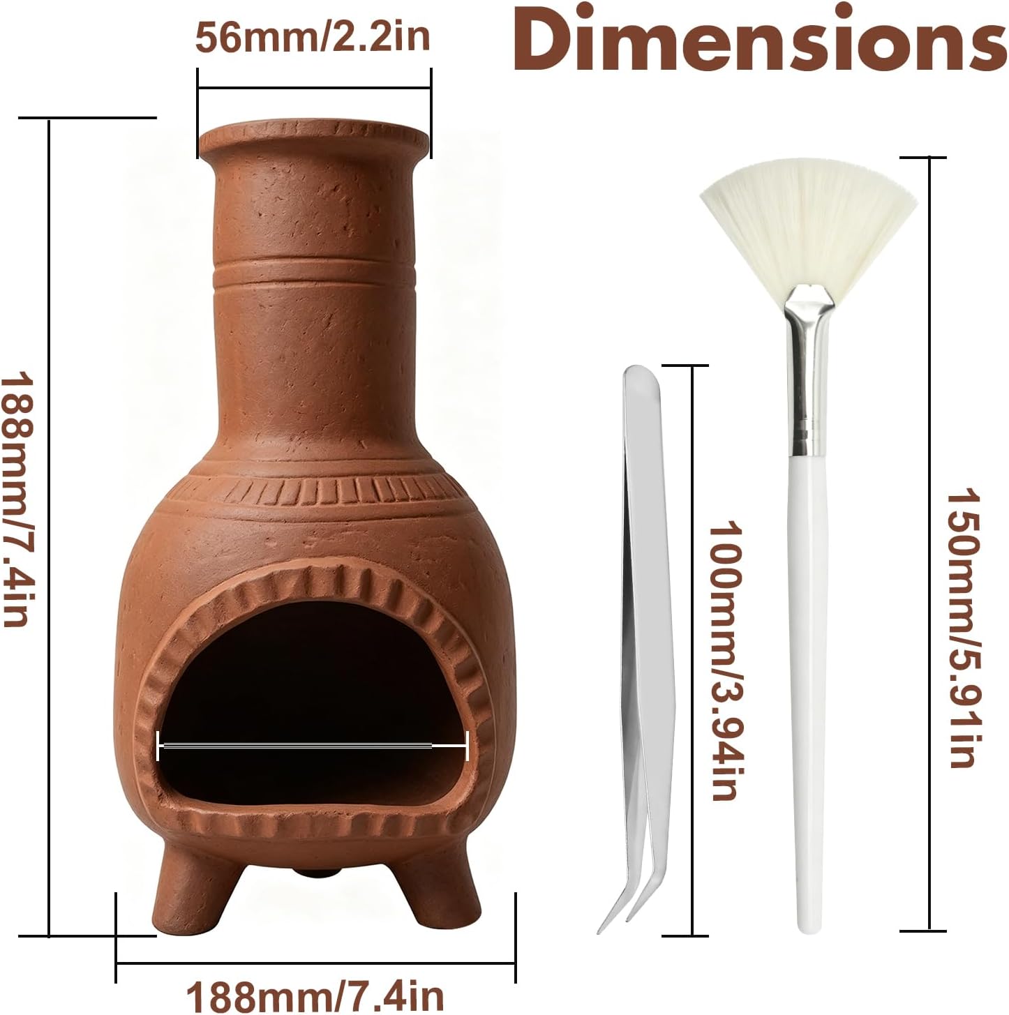 EATAKWARD Handcrafted Clay Incense Burner, Terracotta Palo Santo Holder, Unique Ash Catcher with Decorative Design for Aromatherapy and Meditation, Compatible with Sticks, Cones, and Sage (Terracotta)