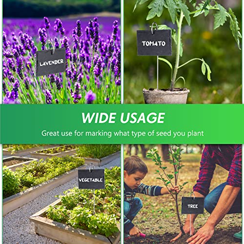 Leifide 24 Sets Plant Labels, Reusable Slate Plant Markers Natural Weatherproof Garden Signs Waterproof Hanging Slate Planter Tags with Metal Stakes and Stone Chalks for Vegetable Flower Pot by LEIFIDE - Used condition - Image 6