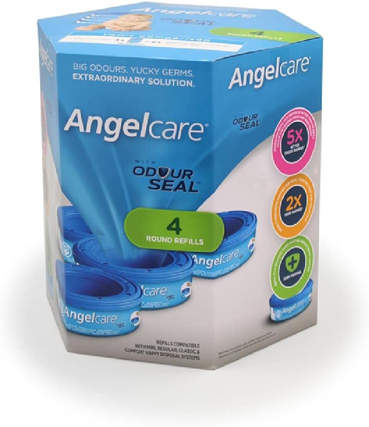 Angelcare Nappy Disposal System Refill Cassette Pack, 4 count Amazon