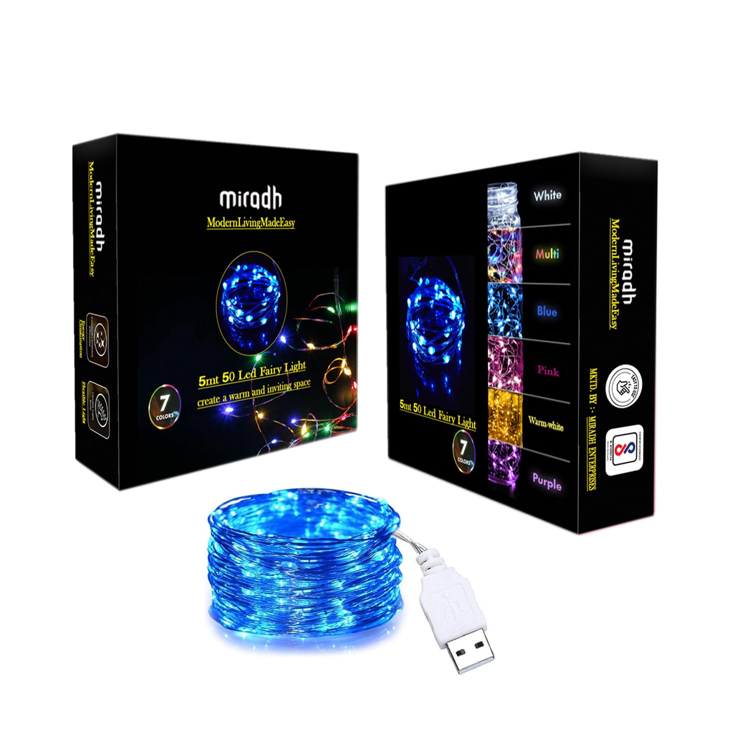 MIRADH Fairy Lights USB Powered String Lights 5M; 50 Led Christmas Lights Fairy String Lights for Decoration (Blue; Pack of 1)(Metal) (B08L6B33XJ) Amazon Price History, Amazon Price Tracker