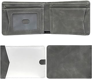 3 Pcs Sublimation Wallets Heat Transfer DIY Wallet Blank PU Leather Bank Card Holder Money Clip with Windows Card Slots for Office Travel Work Graduation(Grey White)