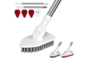 46' Long Handle Scrub Brush with 3 Sponge Brushes