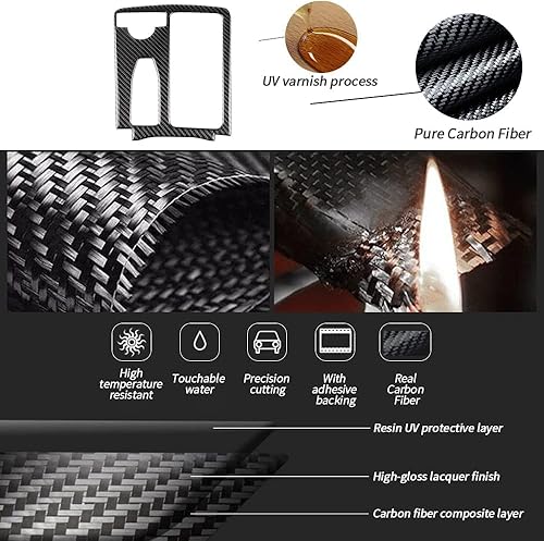 Miniatura 5 de Cubierta del marco del panel de palanca de cambios de la consola central, estilo de patrón de fibra de carbono, accesorios de decoración interior