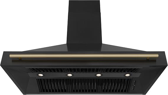 ZLINE 48 Black Stainless Steel Range Hood with Champagne Bronze Handle (BS655Z-48-CB)
