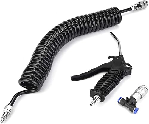 EU Connector + PU Hose Air Duster Pistola de soplado, pistola de compresor de aire negra Pistola de soplado neumática