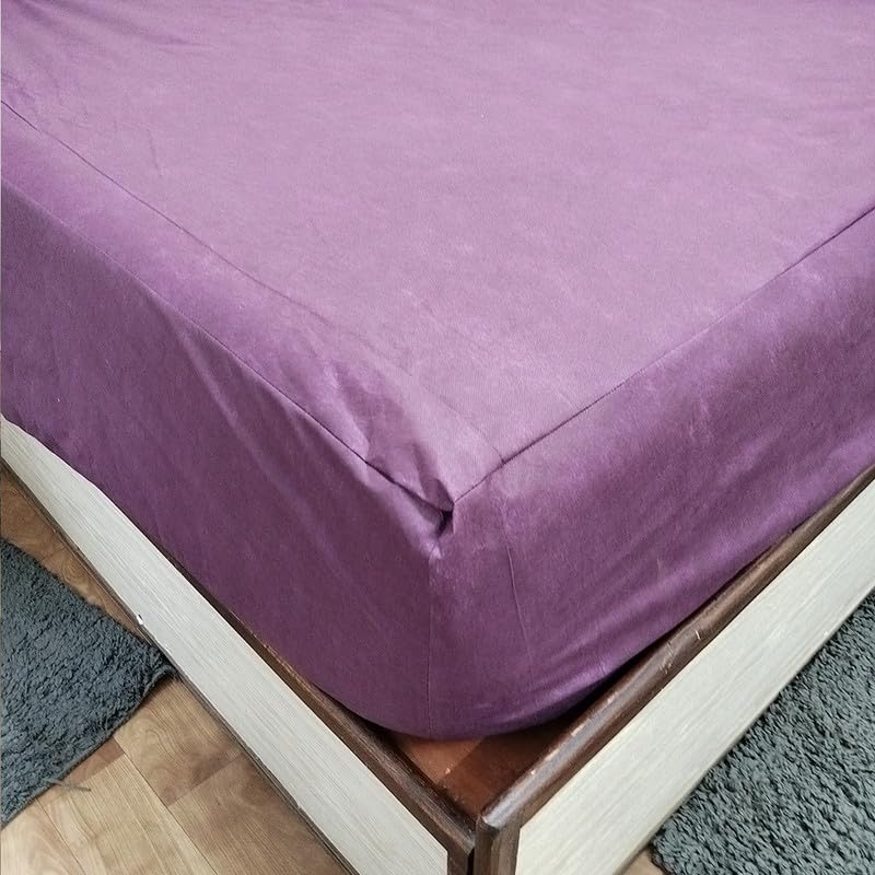 Image of Premium 100 Percent Waterproof Mattress Protector with Elastic Non-Woven | Hypoallergenic Mattress Cover Soft Elastic Bed Protector for Queen Size Bed 60x75 Inch Fit On 10 Inch 5X6.3 Feet, Wine Purple