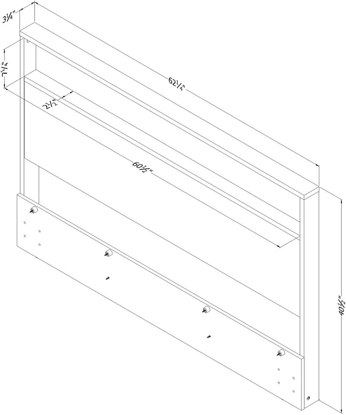 Temptations Headboard with Storage Shelf Nordik Oak - Modern Full/Queen Headboard with Open Shelf for D cor, Stylish Minimalist Look, and Laminated Particleboard Build - 3.25" x 3.25" x 40.5