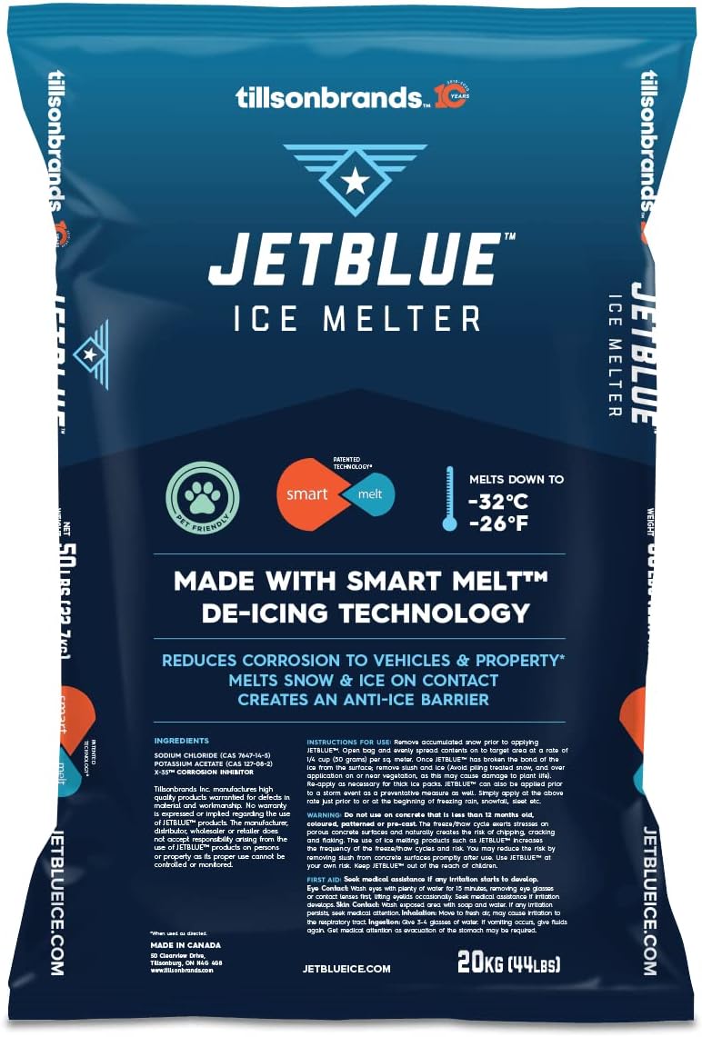 Jet Blue Ice Melter 20 kg Smart Melt DeIcer Technology (44 Lbs) AntiIce Barrier Snow Melter