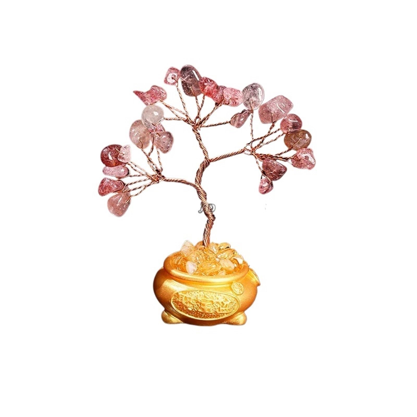 Dazhua 1pc Natural Gravel Stone Tree - Healing Gemstone Decor For Home And Office(Strawberry Quartz)