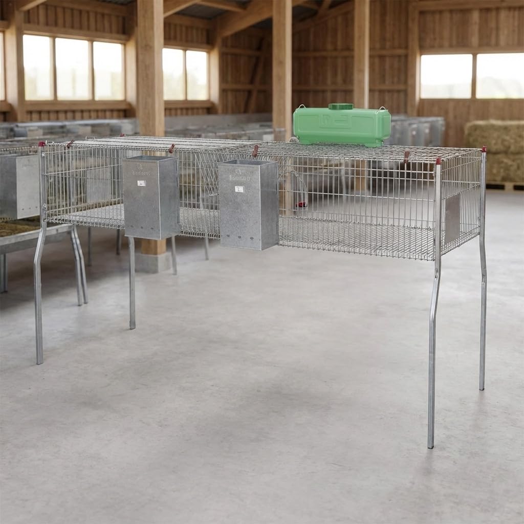 Suinga Gabbia per conigli a 2 reparti e pavimento in metallo, 200 x 62 x 99 cm