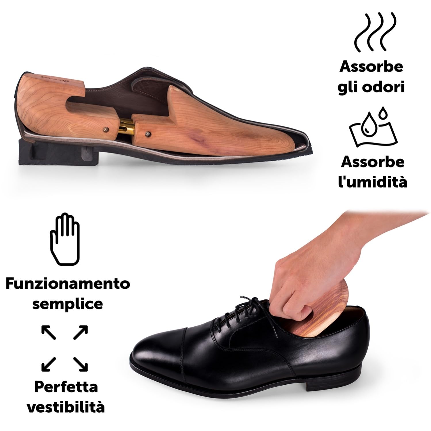 Blumtal Allarga Scarpe Uomo, Tendiscarpe - Forma Scarpe - Allargascarpe in Legno di Cedro con Calzante - Assorbe Umidità e Combatte Cattivi Odori - 1 Paio