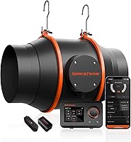 Vista 10 de Spider Farmer Ventilador inteligente de conducto en línea de 4 pulgadas con controlador de temperatura y humedad GGS, control de aplicación