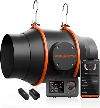 Spider Farmer Rohrventilator 150 mm rohrlüfter mit GGS Temp Feucht Controller 685m³/h EC Motor 62W Grow Lüfter Belüftung Abluftventilator für Growzelt Growbox Hydrokultur