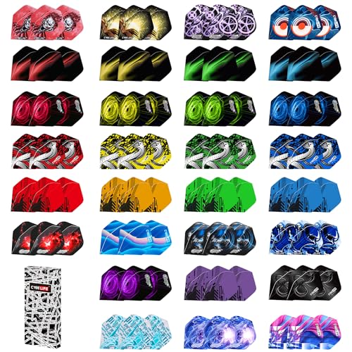 CyeeLife Dart Flights,30 Sets 90 Stück PET Standard Dart zubehör Perfekte für Soft und Steel Tip Dartpfeile
