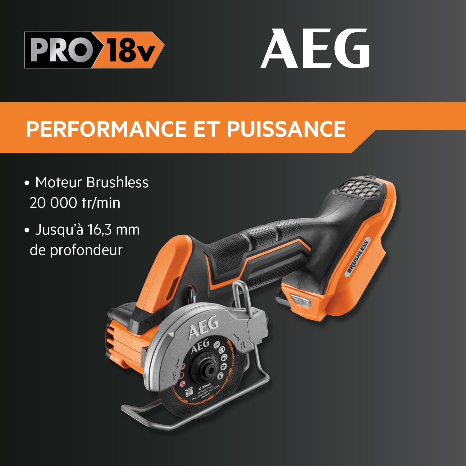 AEG - Tronçonneuse métal electrique 2 300 Watts 355 mm, 4280 tr/min, blocage de l’arbre, Livrée avec : 1 disque de coupe, 1 clé à molette - SMT355