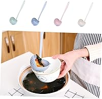 Vista 3 de Cuchara de sopa de paja de trigo 2 1 Cucharas de gachas de mango largo Cucharas de sopa Laddle Suministros de cocina Cuchara de paja de trigo