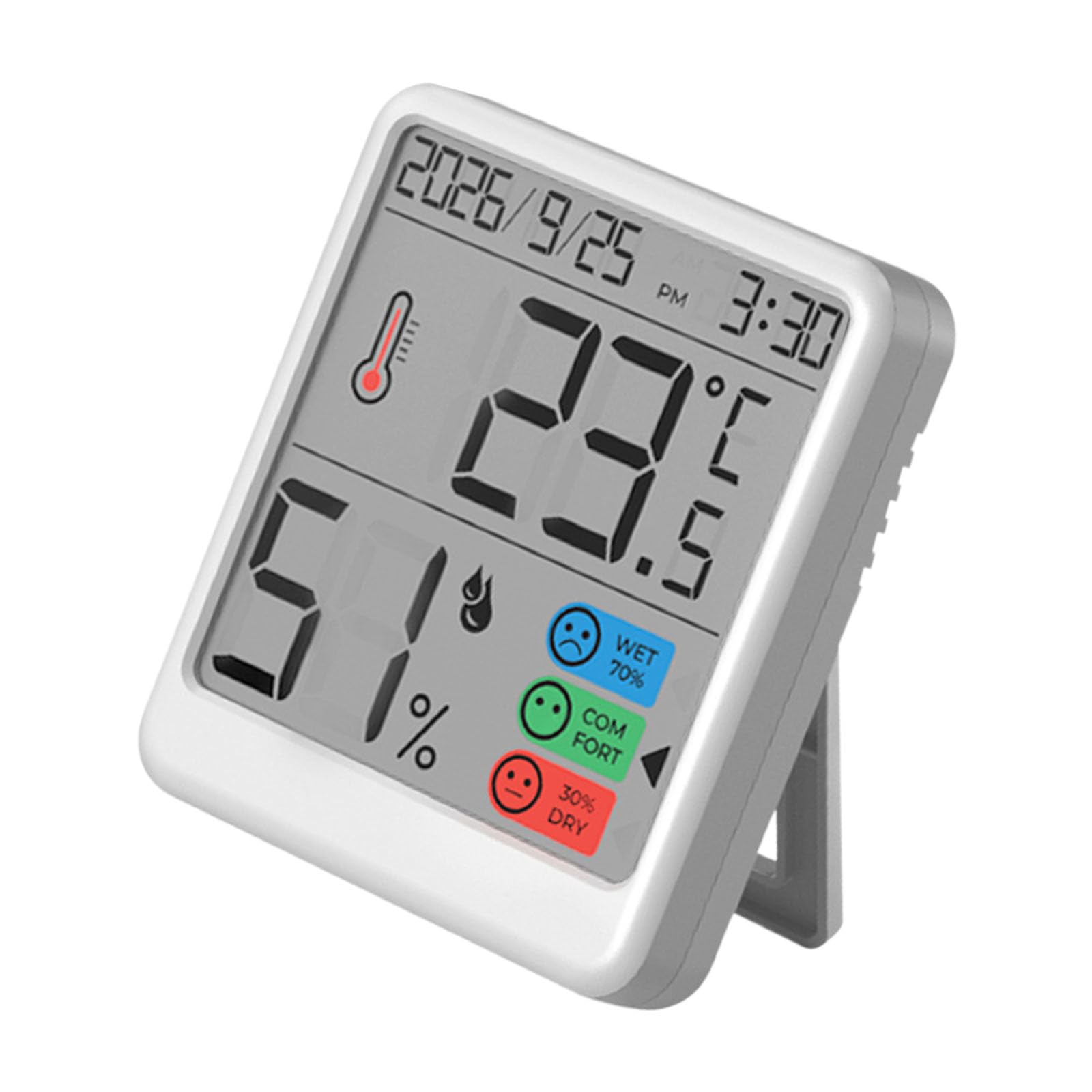 Hsioluted Battery Operated Digital Clock with Temperature Humidity Sensors and Adjustable Measurement Hygrometer Thermometers
