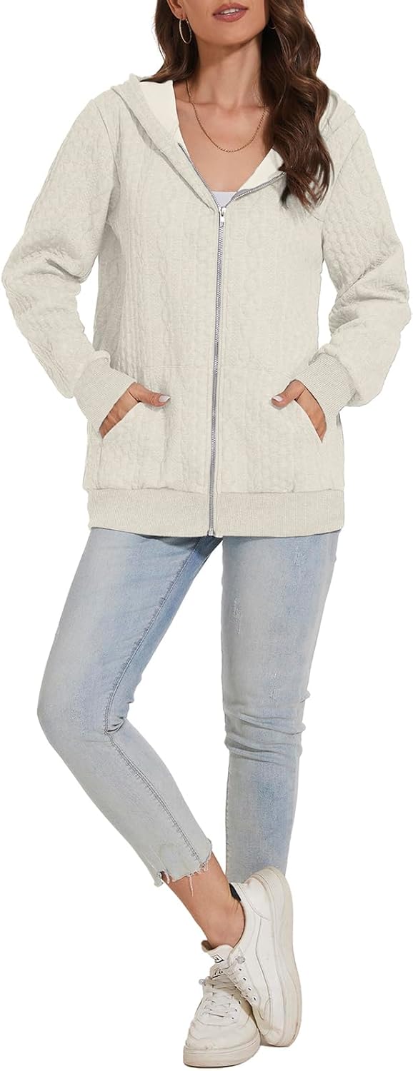 TBA Zip Up Cardigan Sweatshirts for Women Long Sleeve Lightweight Hoodie Oversized Casual Hoodies Sweater Fashion Jackets - Image 5