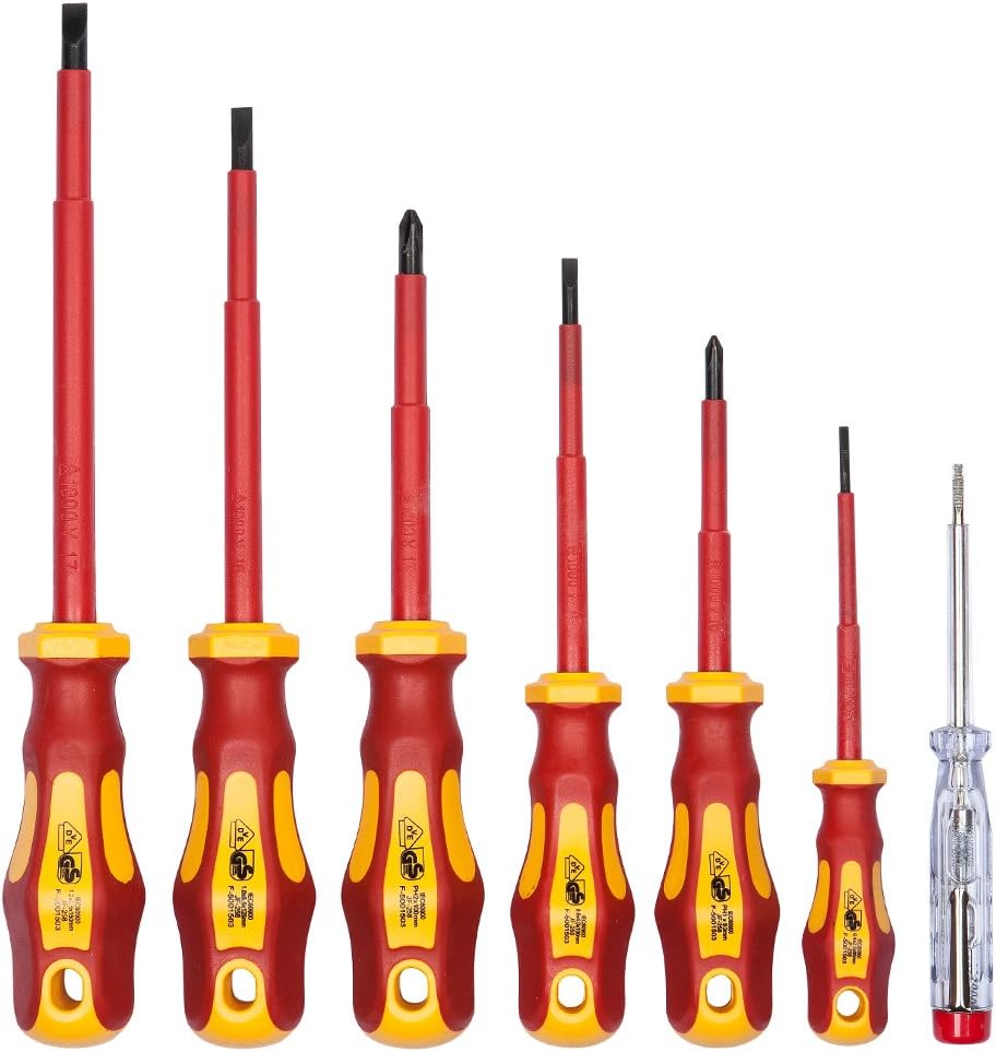 VDE Screwdriver Set 7 pcs incl. Voltage Tester Slot & PH by WIESEMANN 1893 I TÜV - GS Tested I 80218