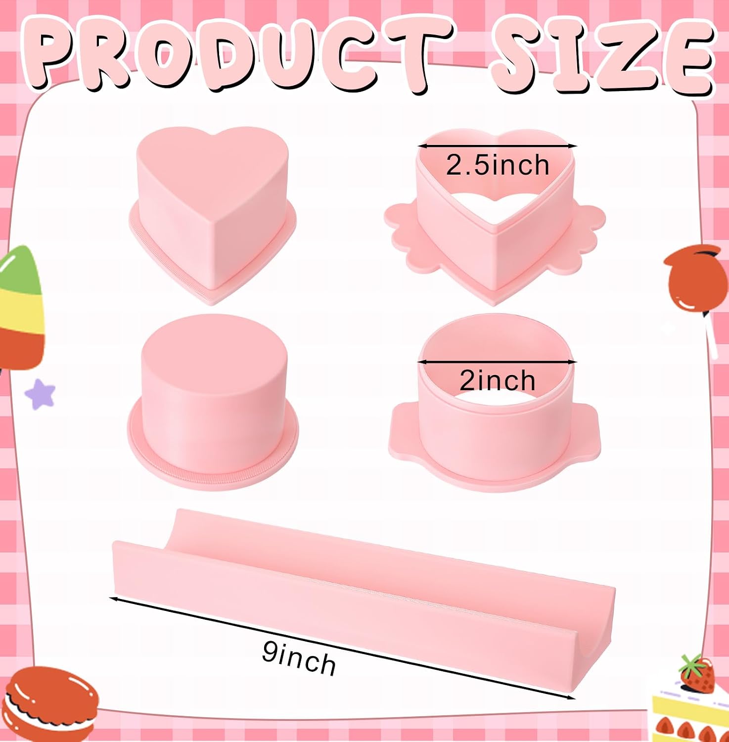 LemonRoad 5 Pcs Valentines Day Circle and Heart Cake Pop Mold Set with 9 Inch Tray Easy Cake Pop Circle Maker Pla Baking Tools Kit Baking Molds for Birthday, Weddings Desserts(Pink)
