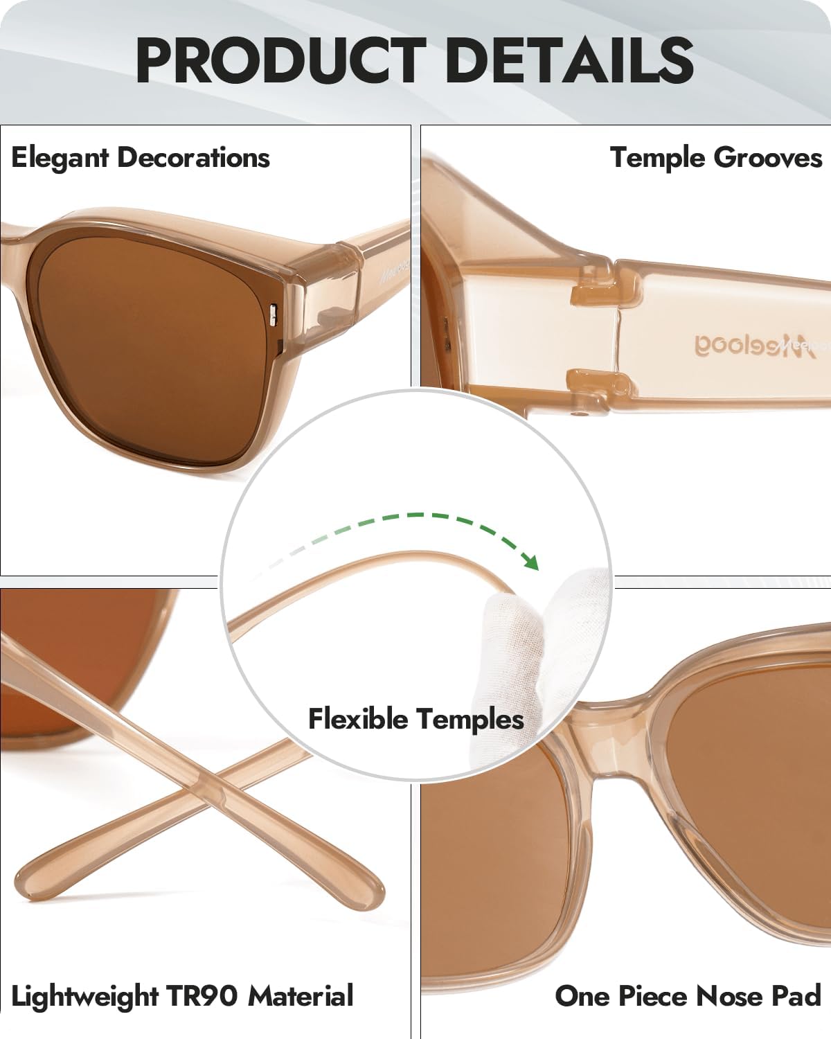 Meeloog Large Polarized Fit Over Glasses Sunglasses For Women Men, Oversized Trendy Square Shades For Driving Riding MST0110 - Image 3