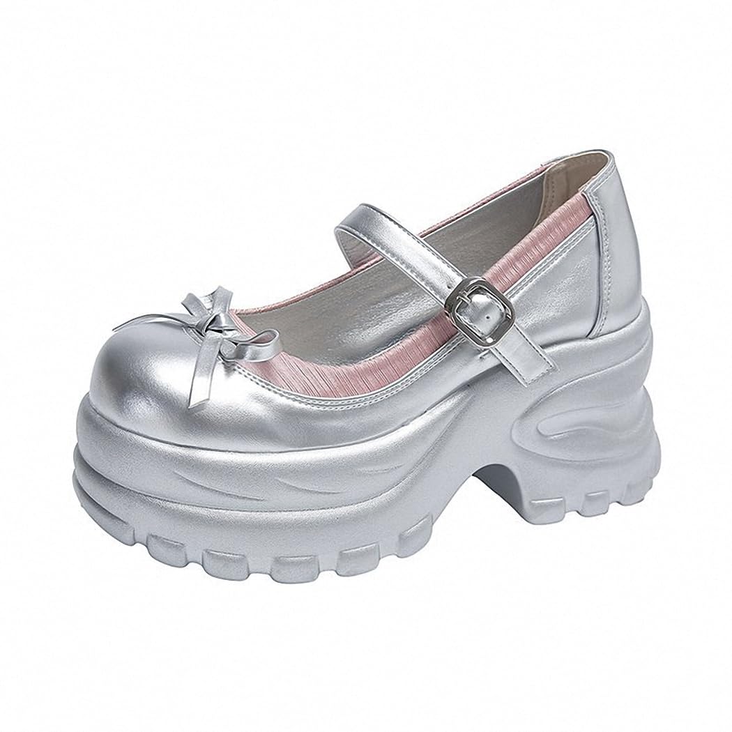 Womens Platform Mary Janes Shoes Sweet Toe Ankle Lolita Gothic Pumps Chunky Patent Leather — view 36