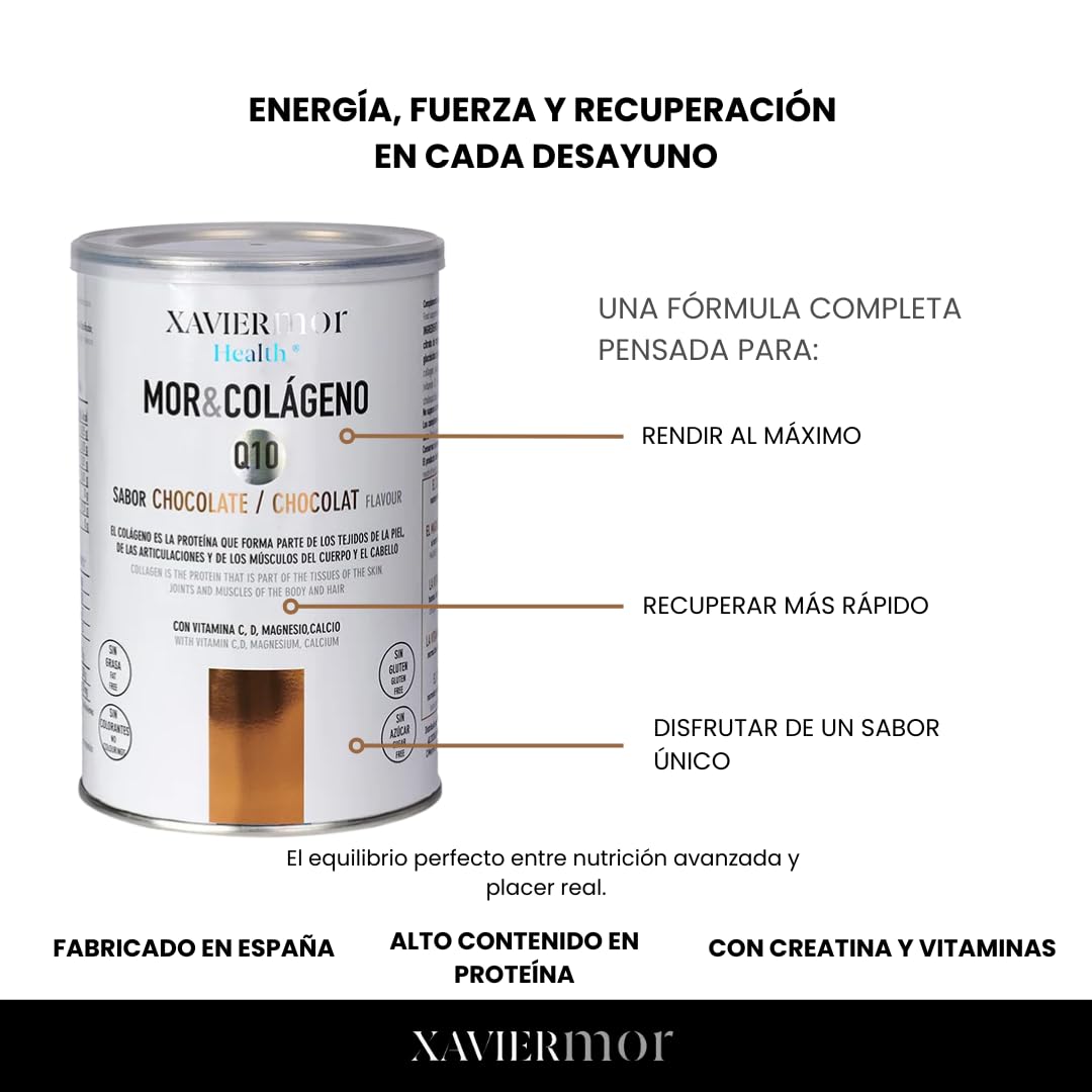 Colágeno + Q10 Chocolate 300 g – Suplemento con Colágeno Hidrolizado, Coenzima Q10, Magnesio, Calcio, Vitaminas C & D – Apoyo para Piel, Articulaciones y Energía Celular