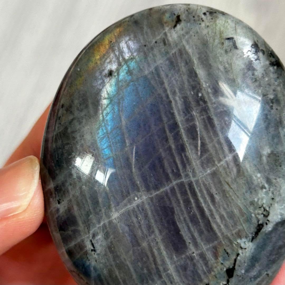 レア　シルバー　パープル　レインボー　素敵シラー　ラブラドライト　パーム129g レア シルバー パープル レインボー 素敵シラー ラブラドライト パーム