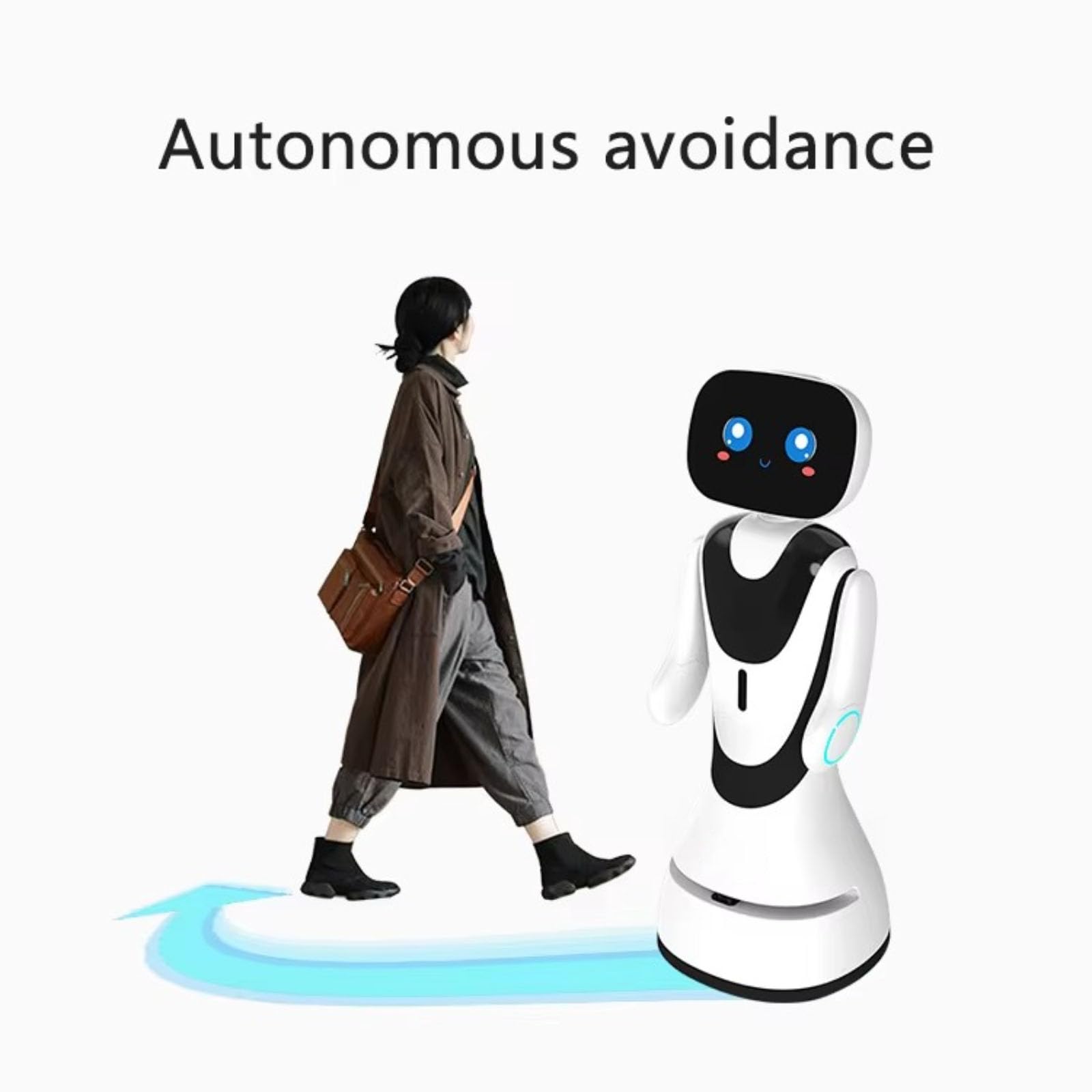 Robot de guía inteligente móvil. El robot tiene capacidades multilingües de reconocimiento de voz y difusión, así como traducción del idioma, lo que lo hace perfectamente adecuado para museos