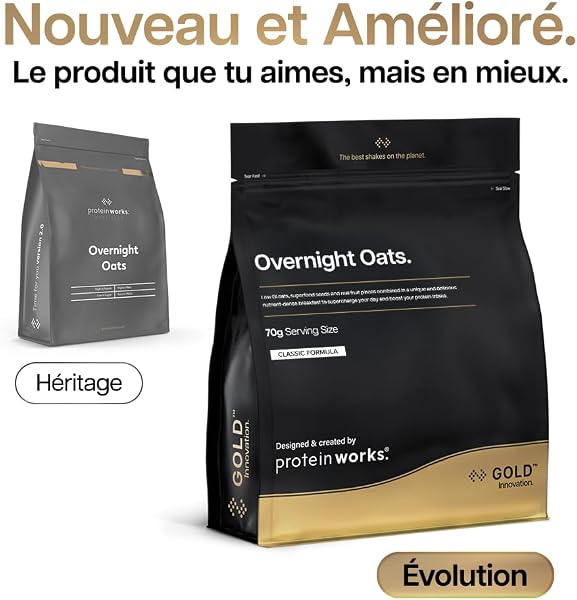 Protein Works | Overnight Oats – GOLD Innovation, High-Protein Breakfast, Chia & Flaxseed, Supports Weight Loss, Low Sugar, Raspberry Dark Chocolate, 7 Servings, 500 g - 2