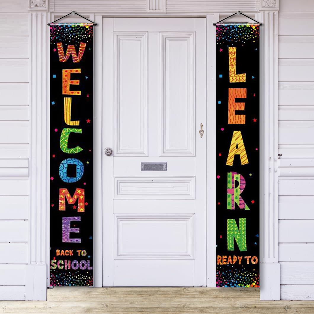 Cartel Bienvenida Puerta Aula 3D - Con Borlas, Piezas Intercambiables, 30x30 Cm, Madera Pintada, Decoración Primer Y último Día De Clase