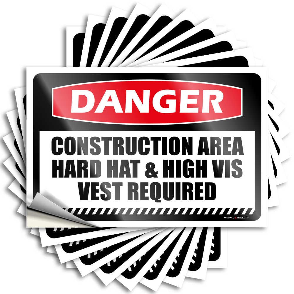 Fall Tattoo Wall | Danger Construction Area Hard Hat & High Vis Vest Required Autumn Science Sticker Pack(6X9CM)